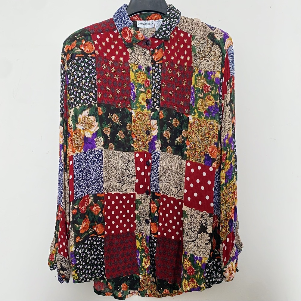 Jane Ashley Multicolor Patchwork Floral Hand Bead… - image 1